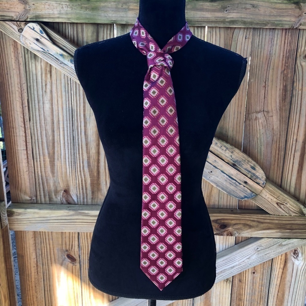 BCBG Attitude Pink Green & White Silk Necktie